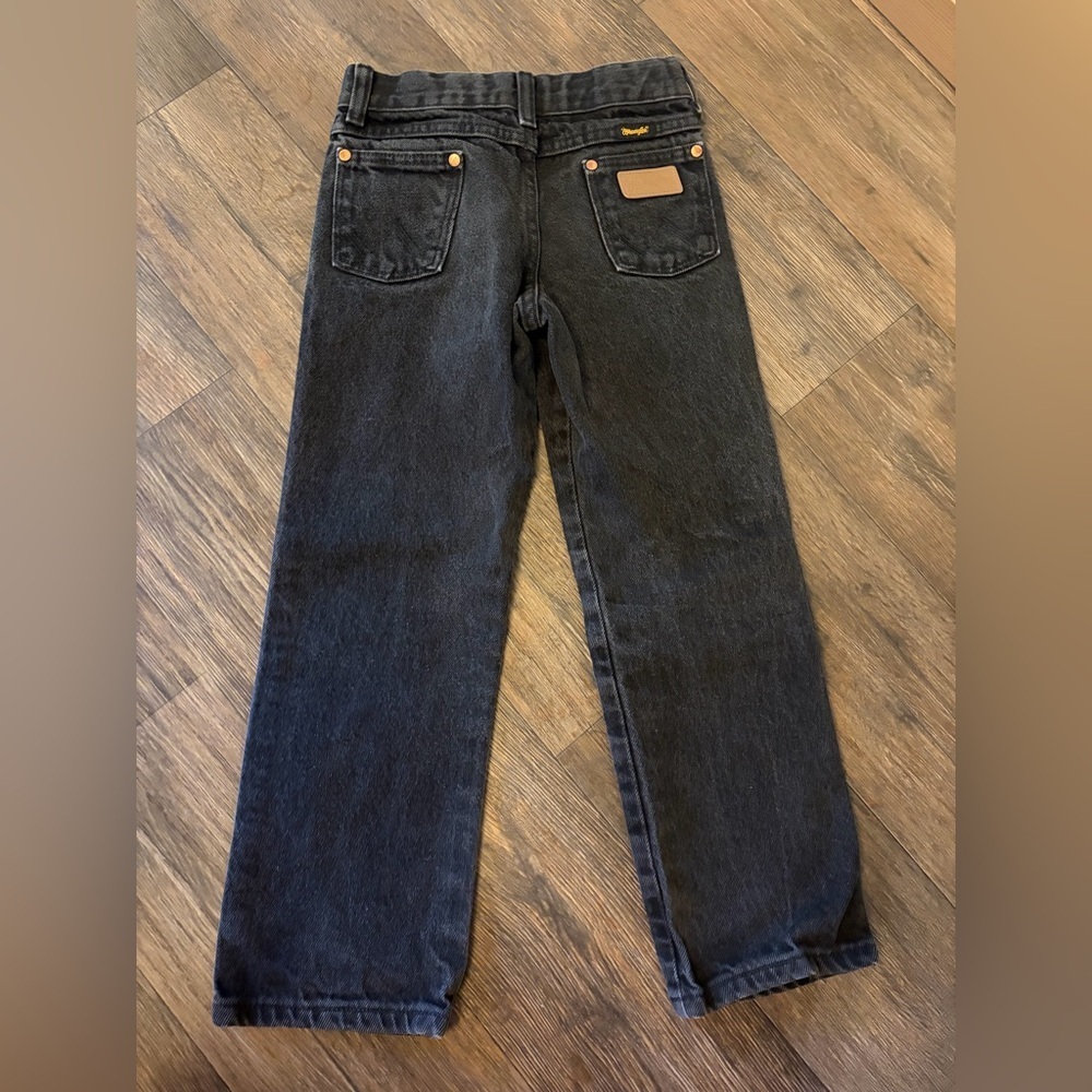 Vintage Western Wrangler Boys Jeans Size 7 Black Denim Adjustable Waist